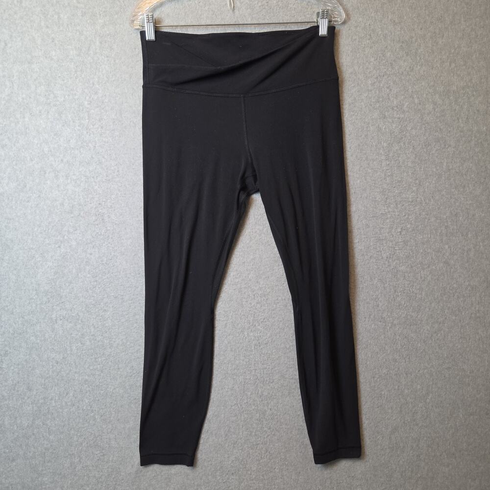 Lululemon Nulu Black Fold High Rise Tight Leggings Women's 10 Stretch